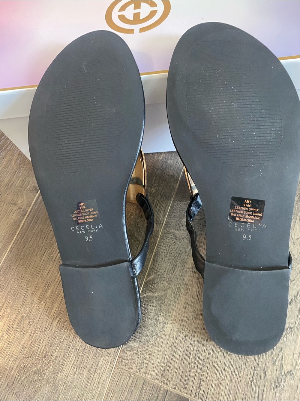 CECELIA NEW YORK Black Sandals with Gold Medallion - Picture 3 of 8